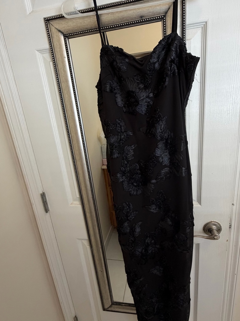 The Vintage Shop Black Strapless Floral Slip Dress